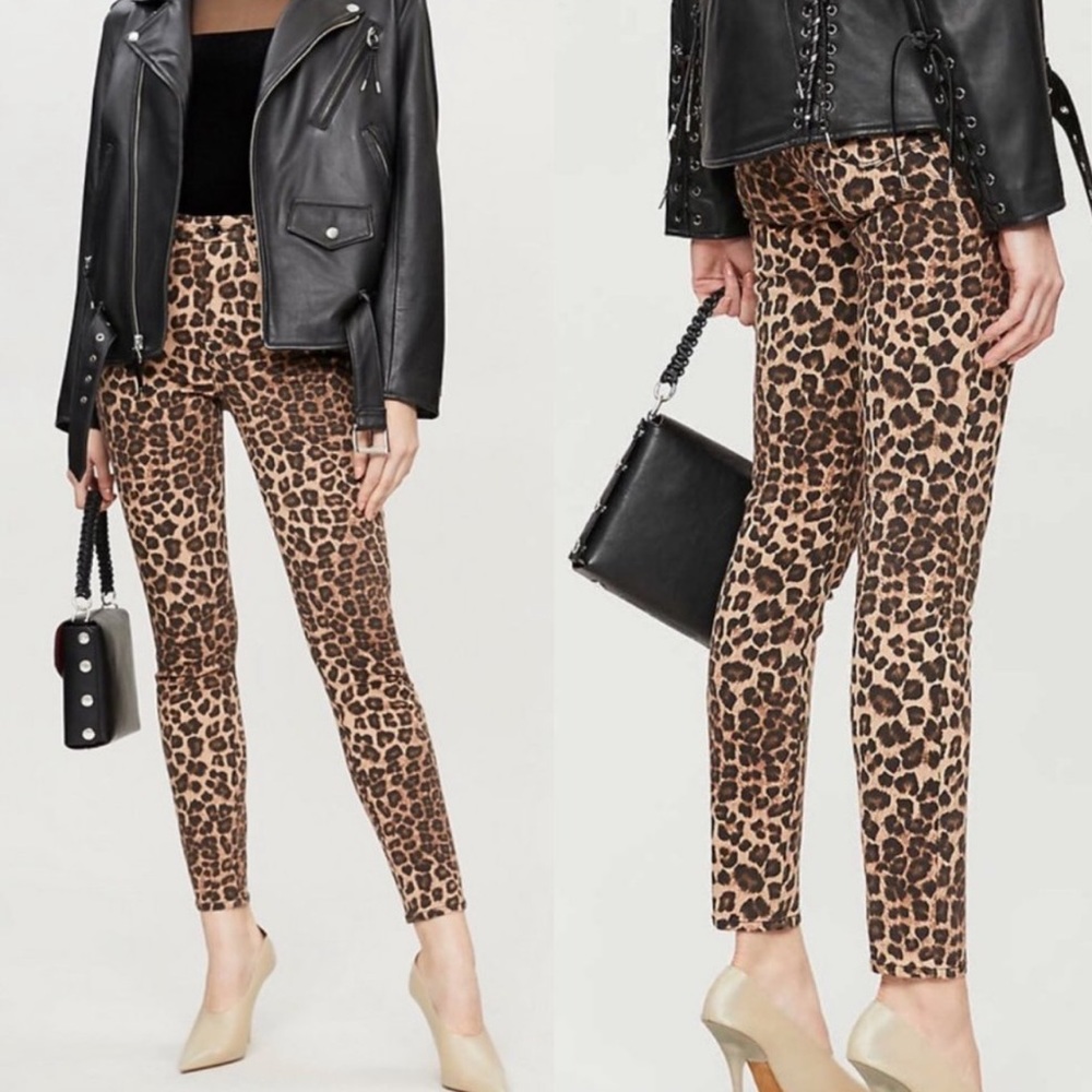 Good American Good Waist Leopard Print High Waist Skinny Jeans Size 18